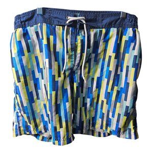 Cole Mens XL Multicolor Striped Swim Shorts With Drawstring & (Back Pocket zippe